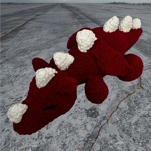 Red and White Crocheted dragon Plush